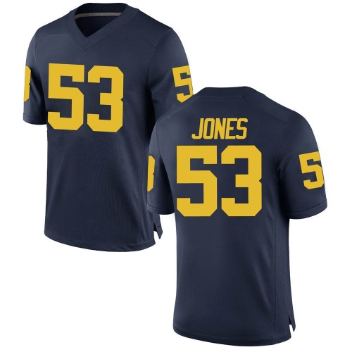 Trente Jones Michigan Wolverines Youth NCAA #53 Navy Game Brand Jordan College Stitched Football Jersey JER7754HC
